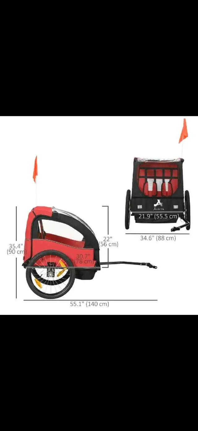 3 in 1 Aosom Double Seat Bike Trailer in Kids in Edmonton - Image 6