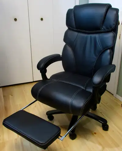 NEW Leather Office Chair, 400lbs, Reclines & Built-in Footrest, View more