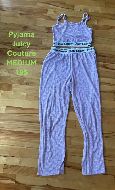• Pyjama 2 pièces Juicy Couture, MEDIUM = 10$ • Pyjama 2 pièces LARGE de grande marque = 10$ • Panta...