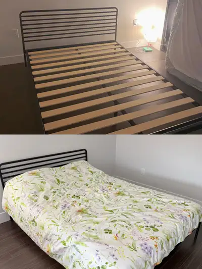 Full Size Bed Set – Metal Bed Frame + Mattress – $200, View more