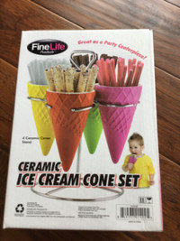 Ceramic ice cream cone set