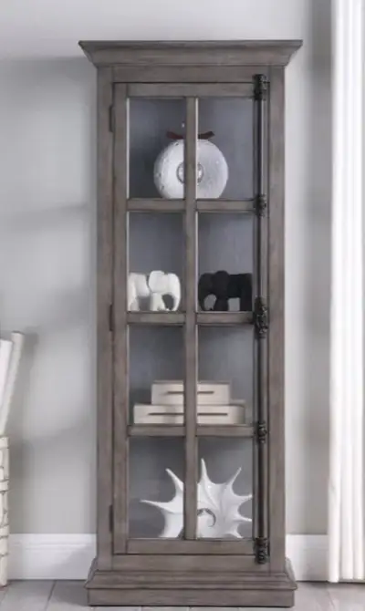 27.5" Curio Cabinet with Glass Shelves - Grey, View more