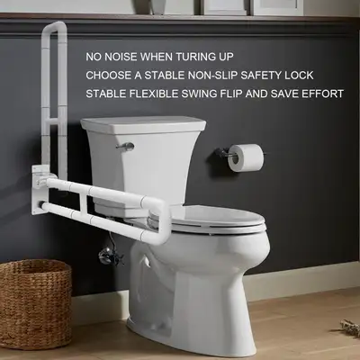 Flip Up Toilet Safety Support Grab Bar with fluorescent rings, View more