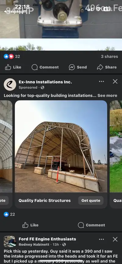 Open ended heavy galvanized tent with no concrete blocks and no end walls.