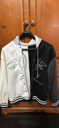 Leather Cotton Black White Designer Jacket