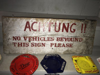VINTAGE WOOD SIGN HAND PAINTED - ACHTUNG!!