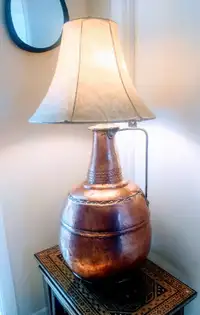 Antique Moroccan Copper pitcher table lamp