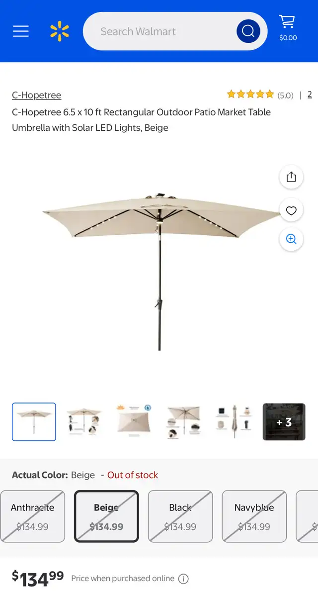 6.5 x 10 ft Patio Umbrella With LEDs  in Patio & Garden Furniture in Hamilton - Image 3