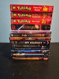 Various VHS and Dvd's for sale.