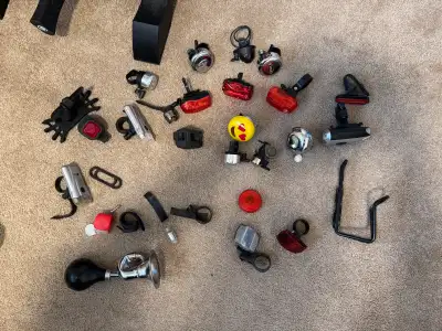 Bunch of Bike Lights and Bells. $20 all, View more