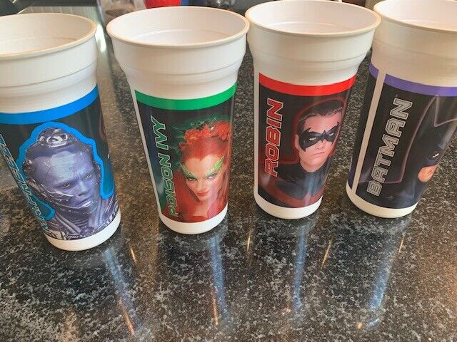 BATMAN & ROBIN Taco Bell PLASTIC CUPS LOT OF 4 Mr Freeze SET in Arts & Collectibles in City of Halifax