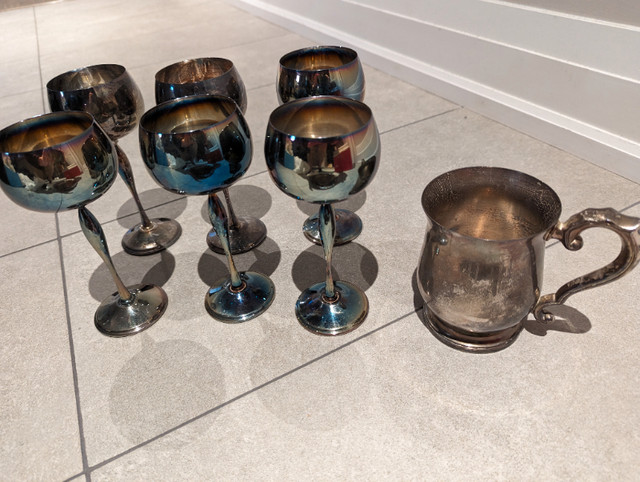 GOBLET – SET OF 6 – SILVER PLATED SET in Kitchen & Dining Wares in Oshawa / Durham Region