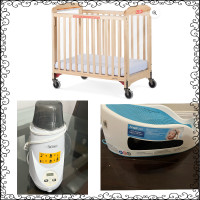 Baby crib (mini crib) bath seat, bottle warmer