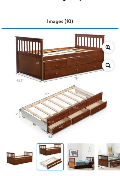 trundle bed with three drawers, View more