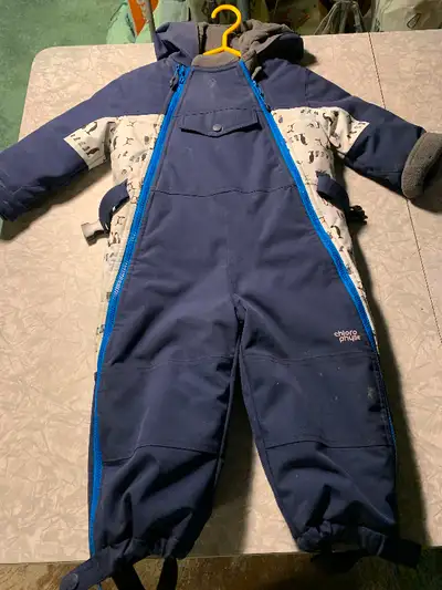 3 costumes d'hiver: souris mini 30 mois, chlorophylle 2 ans et mountain equipment coop 3 ans 40$ cha...
