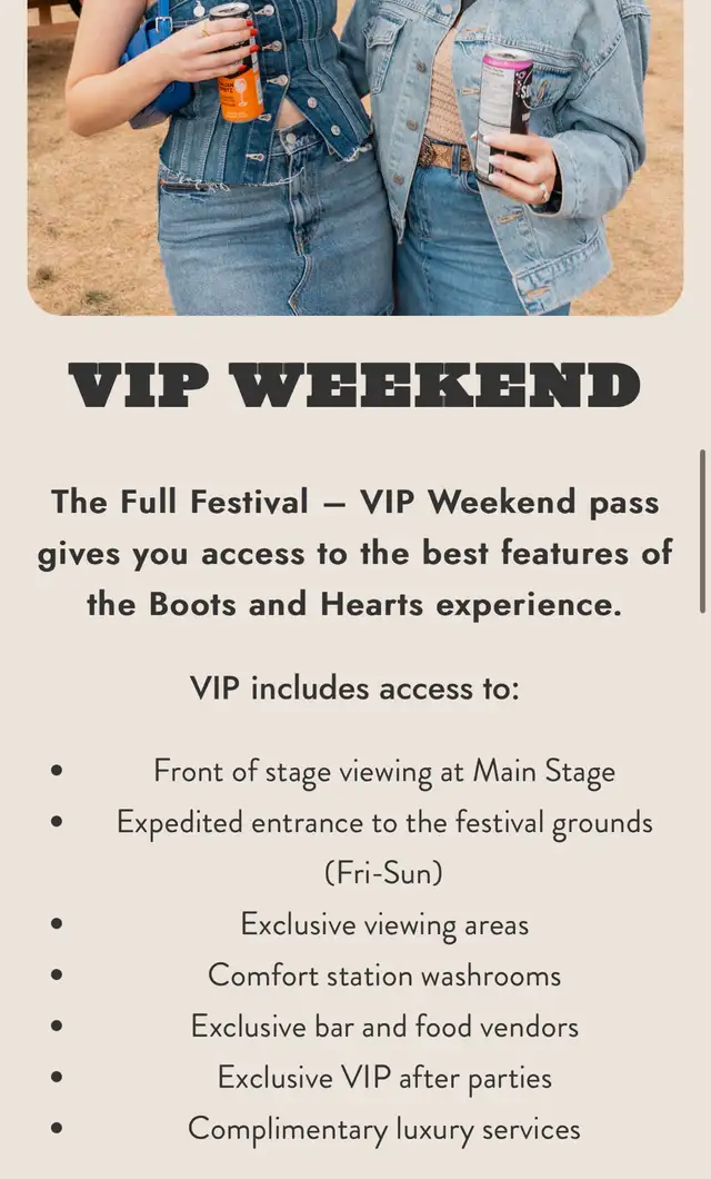 Boots and Hearts VIP Passes x 2 63280410953475121