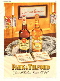 1948 full-page magazine ad for Park & Tilford Whiskey