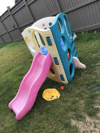 outdoor slide and climbing structure