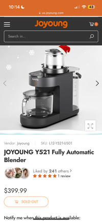 Joyoung Y521 hands free washing blender NEW