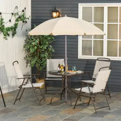 6 Pieces Outdoor Dining Set for 4 with Umbrella Patio Outdoor, View more