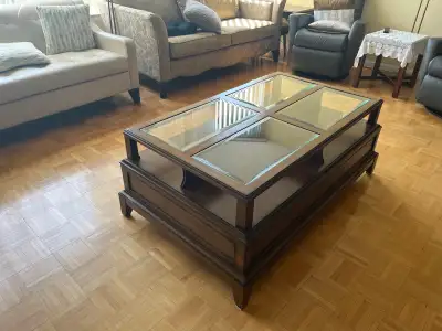 Beautiful Wood and Glass Coffee Table!, View more
