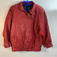80s retro red leather jacket