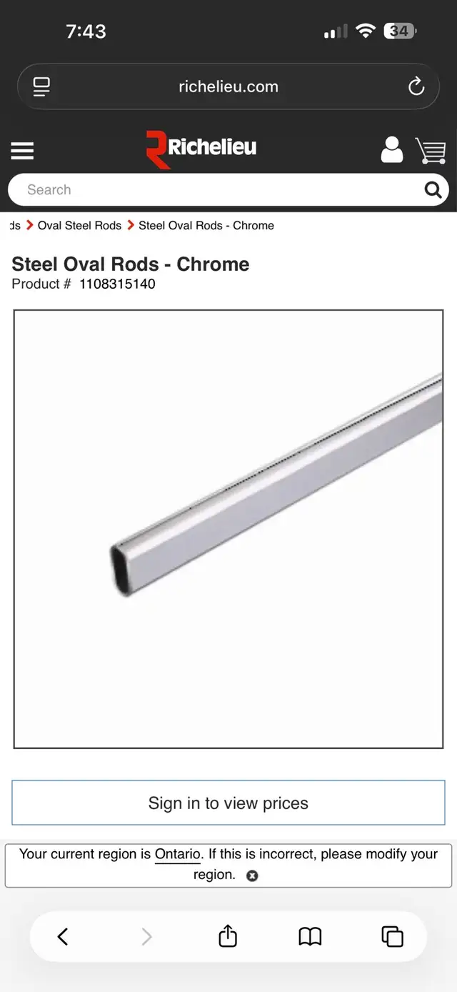 Richelieu chrome oval closet rod 96” long in Storage & Organization in Oakville / Halton Region - Image 2