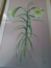 Framed Painting of Lily 12 x 16.5  by artist  - J.T.