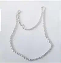 925 Sterling Silver Rope Diamond Cut Chain Necklace 19.8"