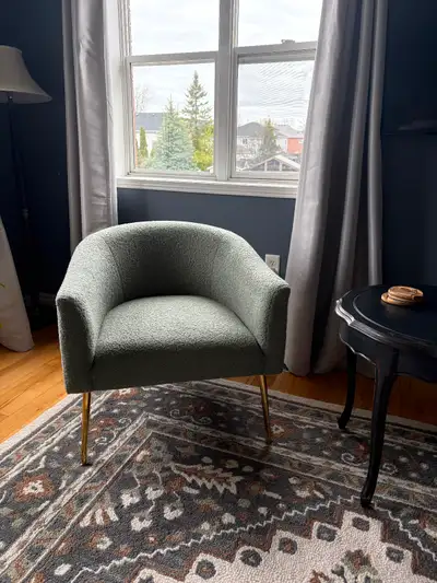 2 Modern Boucle Accent chairs-ivory green, View more