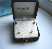 14k Rose Gold Freshwater Pearl Strand Necklace 16.5 Inch