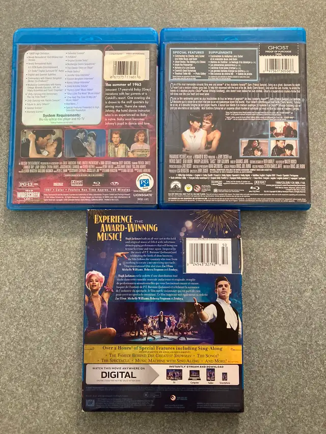 Blurays EUC Dirty Dancing Ghost Swayze The Greatest Showman 63347537010689121