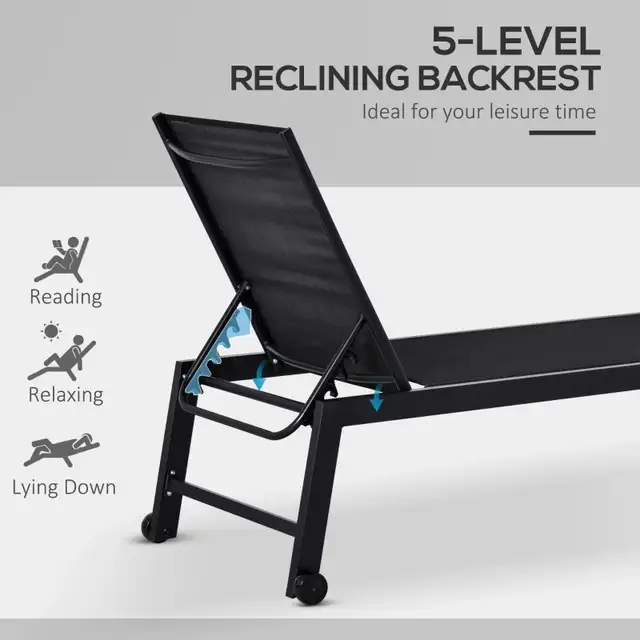 Outdoor Lounge Chair, Patio Lounger with 5-Position Reclining Ba in Patio & Garden Furniture in Markham / York Region - Image 6