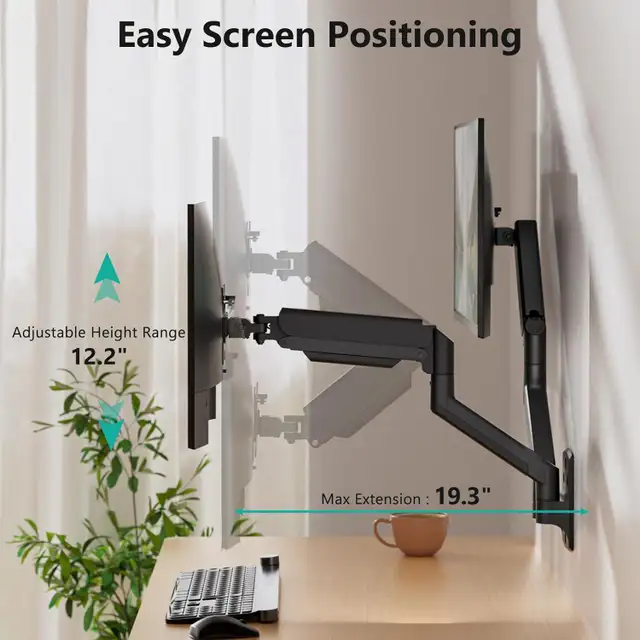 WALI Dual Monitor Wall Mount for 17 to 32 inch Screens, Monitor in Monitors in Gatineau - Image 4