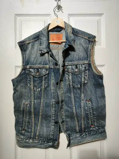 Levis Denim Jean Jacket Vest Blue MENS MEDIUM, View more