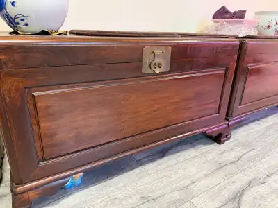 Vintage Camphor Wooden Chest with Brass Latch, View more