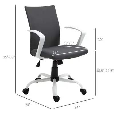 Linen Mid Back Office Chair With Tilt Function, Swivel Computer , View more