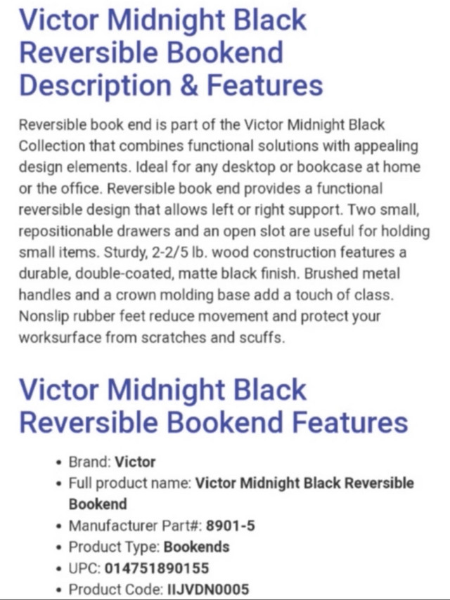 Reversible Wood Bookend (new in box) in Bookcases & Shelving Units in City of Toronto - Image 3