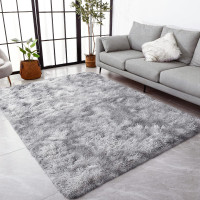 Tapis moelleux neuf 1,6x2m -Gris claire+taches/Carpet rug shaggy