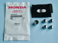 New Honda Set of Chrome Wheel Locks, Key Tool & Storage Pouch