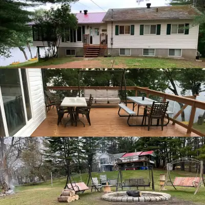Summer Lakeside Country Family Cottage - Sleeps 17 (located on Lac Cayamant) The cottage is located...