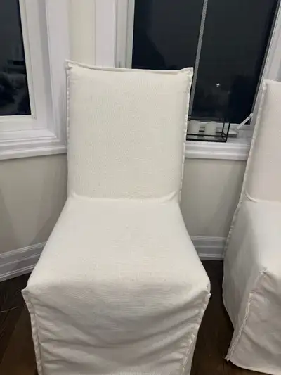 6 Crate and Barrel Addison Flange Slipcovered Dining Chairs, View more