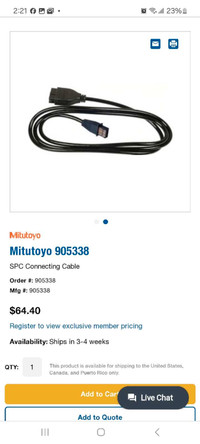 Mitutoyo SPC Connecting Cable