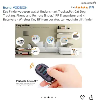 VODeson Key Finder - Wireless Remote Locator, View more