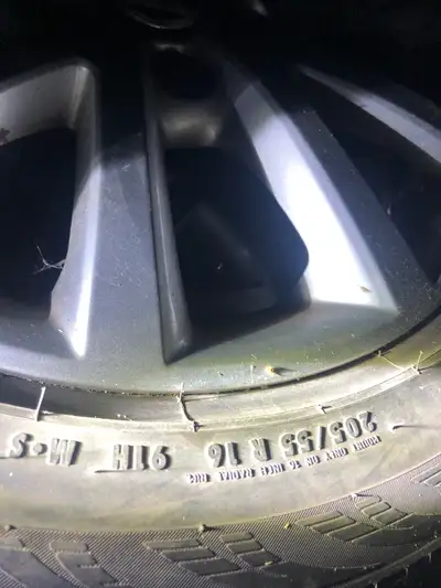 Two Volkswagen aluminum 16” rims, rim is in good condition, currently Continental 205/55 R16 tire on...