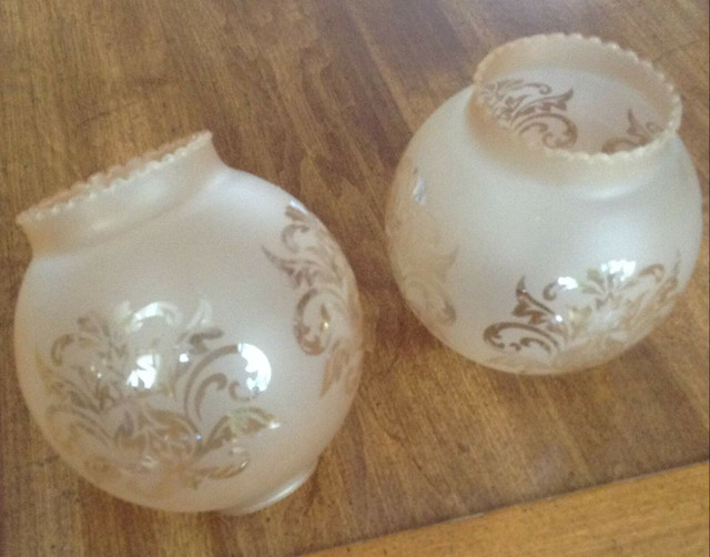 2  Matching Vintage Round  Glass Globe Lamp / Light  Shades in Indoor Lighting & Fans in Winnipeg - Image 2