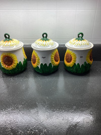 Kitchen Canister 3 set Sunflowers 