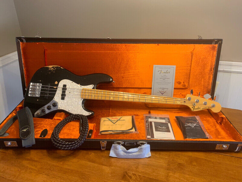 Fender Custom Shop 1972 Geddy Lee Jazz Bass 2014 Black Relic for sale  