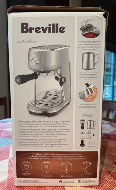 Breville Bambino espresso machine. Only used once. Still in box and includes all accessories. Basica...