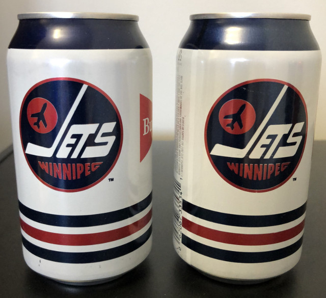 Selanne & Hawerchuk Winnipeg Jets Molson Canadian FULL Beer Cans in Arts & Collectibles in Winnipeg - Image 3